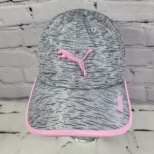 Puma Logo Hat Womens Fit One Size Moisture Wicking Running Grey/Pink Cap